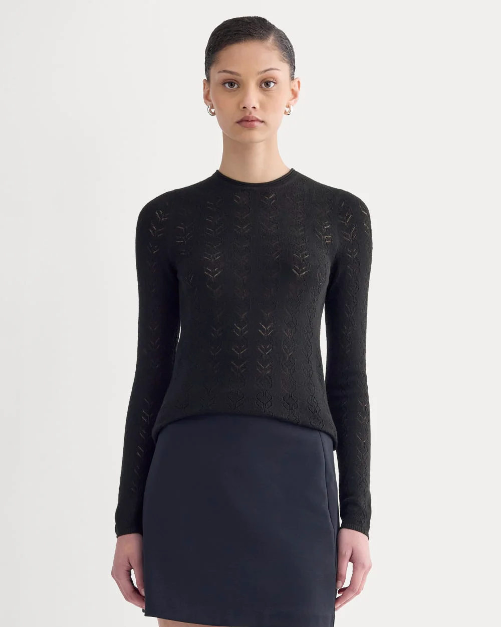 The Pointelle Crew in Ultrasoft Merino | Black