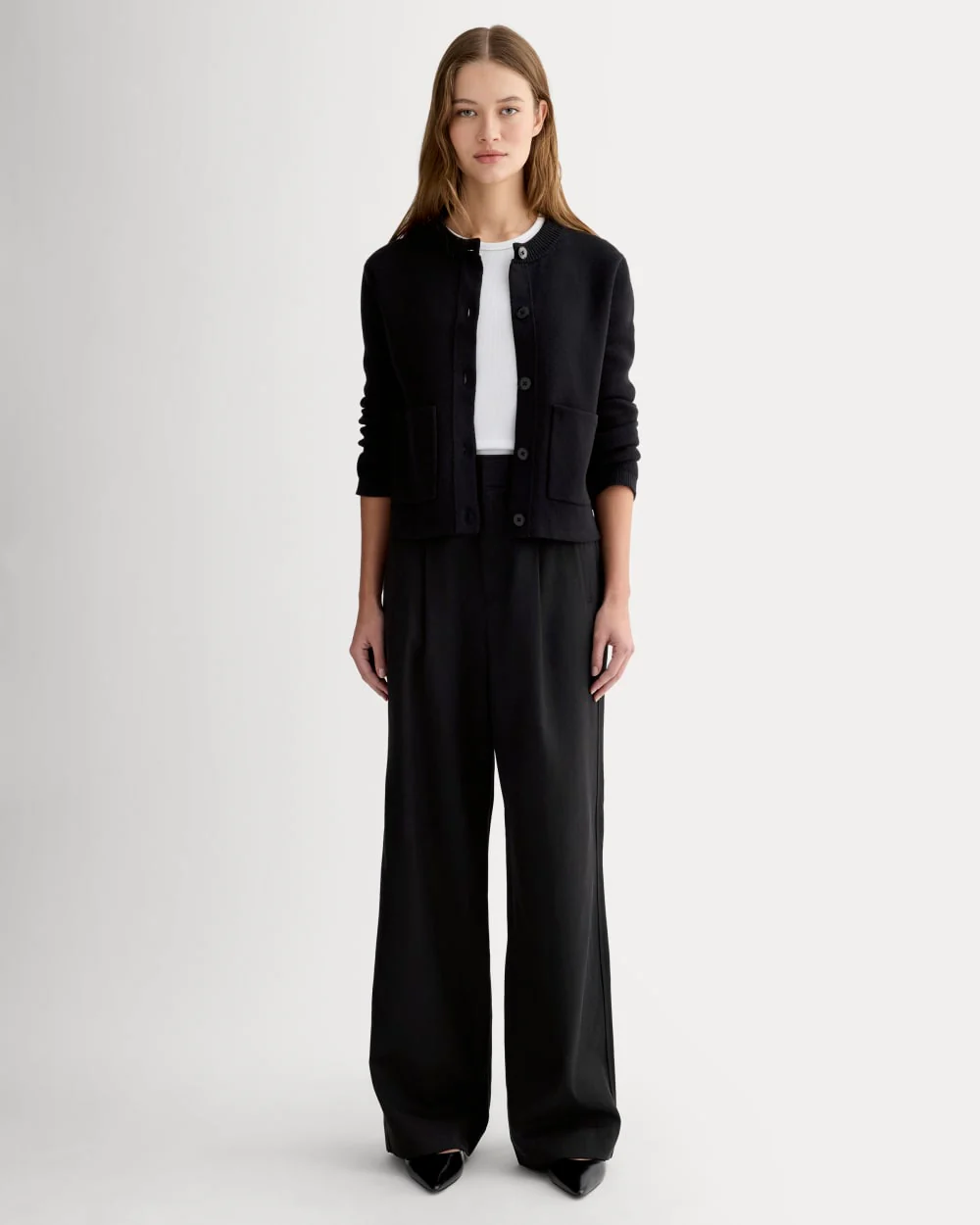 The Draper Pleated Pant in Buttersmooth | Black | 30 Inseam