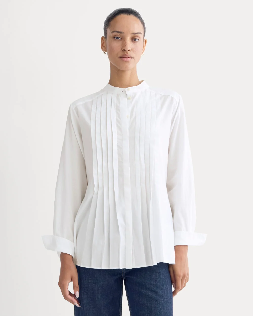 The Pleated Shirt in Silky Cotton | White