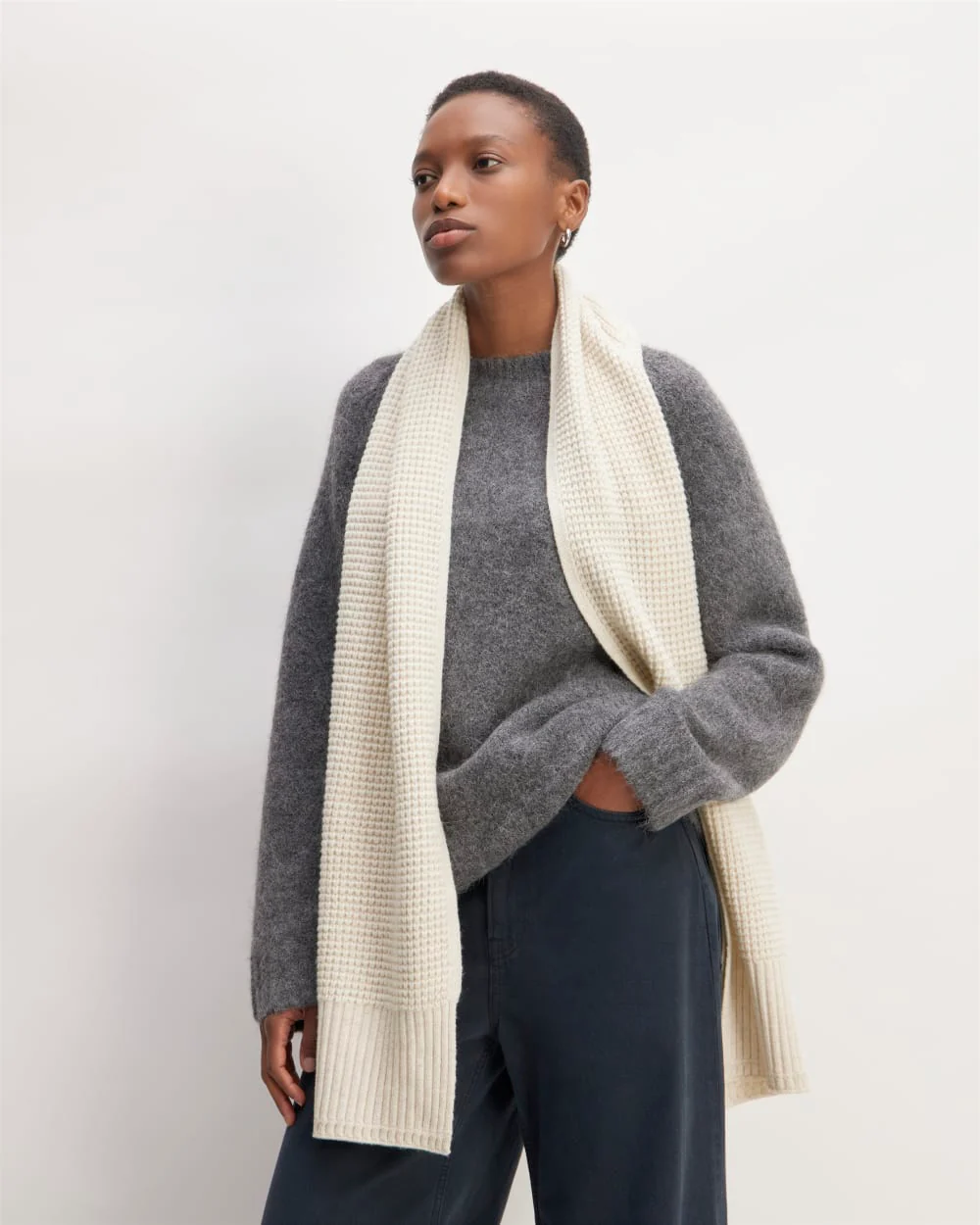 The Felted Merino Waffle-Knit Scarf | Heathered Oat