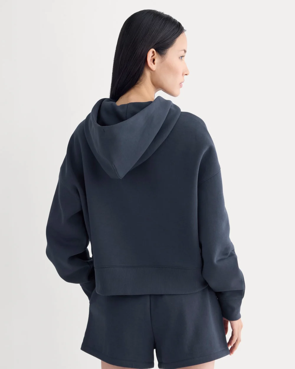 Cropped Luxe Fleece Hoodie | Navy