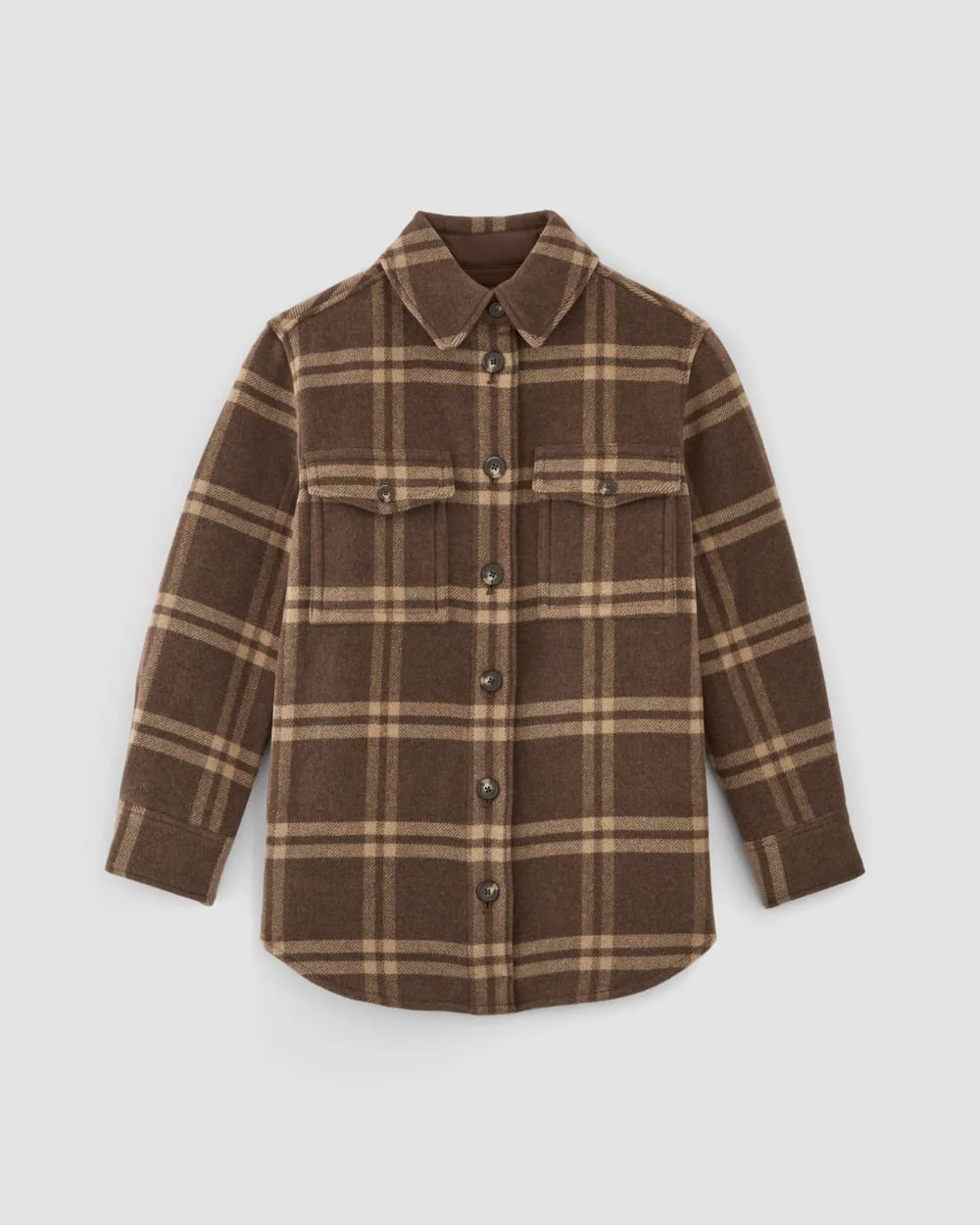 The Italian ReWool® Oversized Shirt Jacket | Brown / Camel