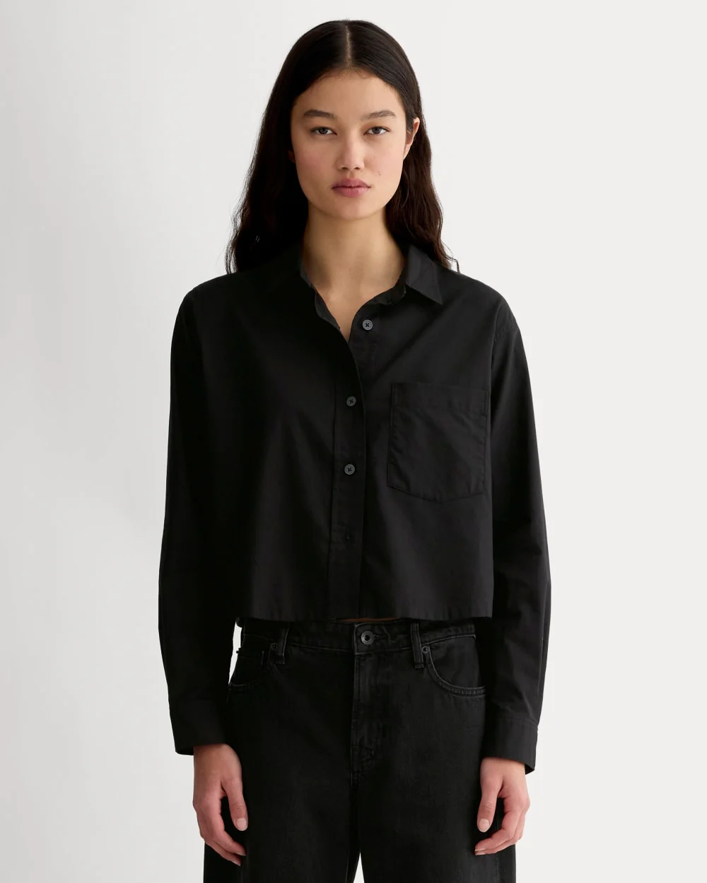 The Way-Short Shirt in Silky Cotton | Black
