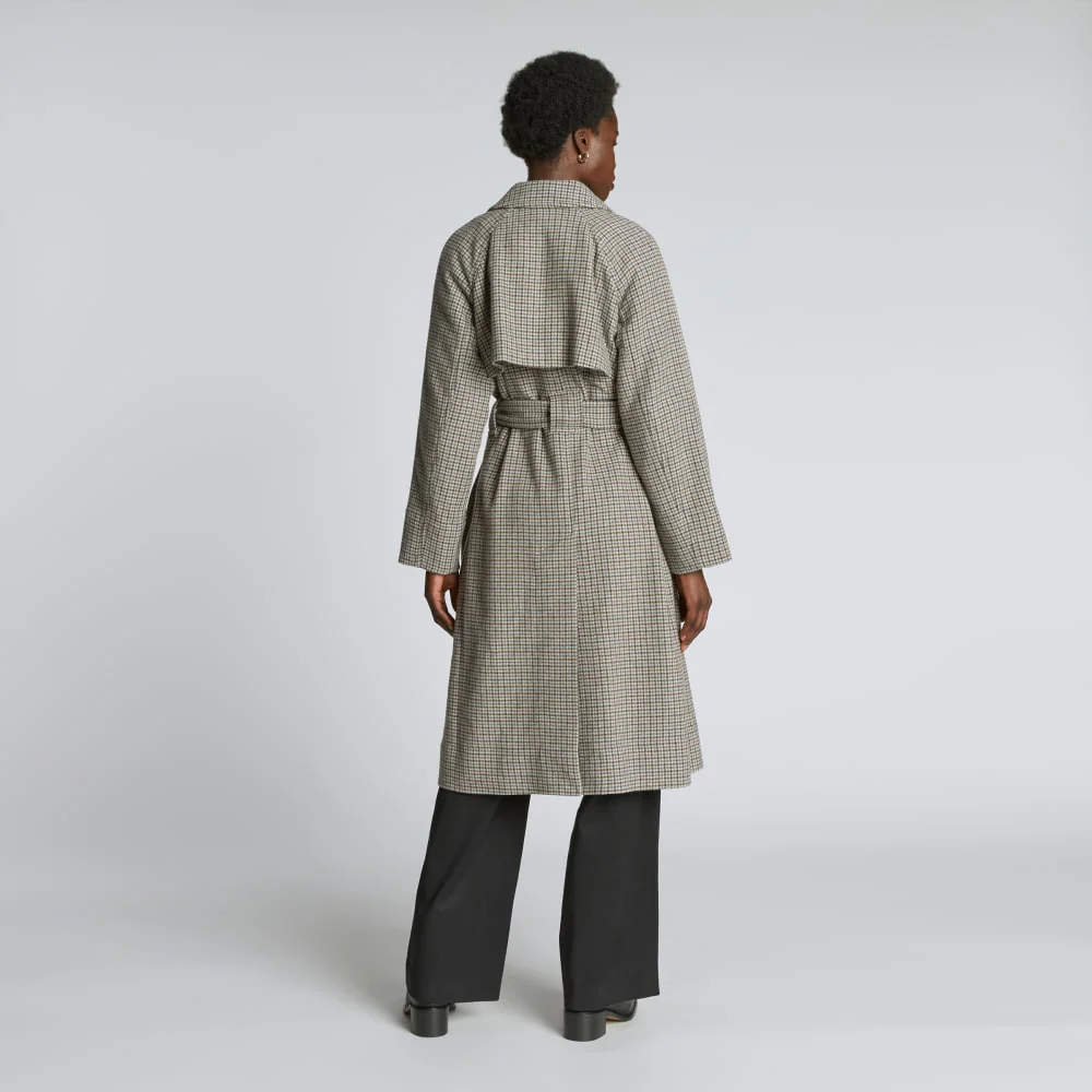 The Italian ReWool® Trench | Pewter Houndstooth