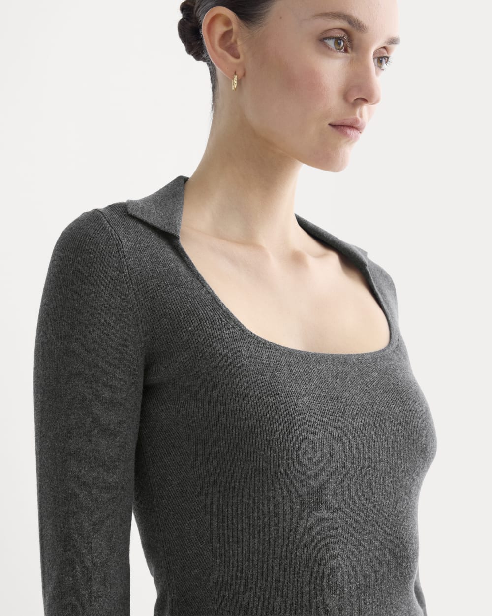 Knit Scoop-Neck Top | Heathered Soot