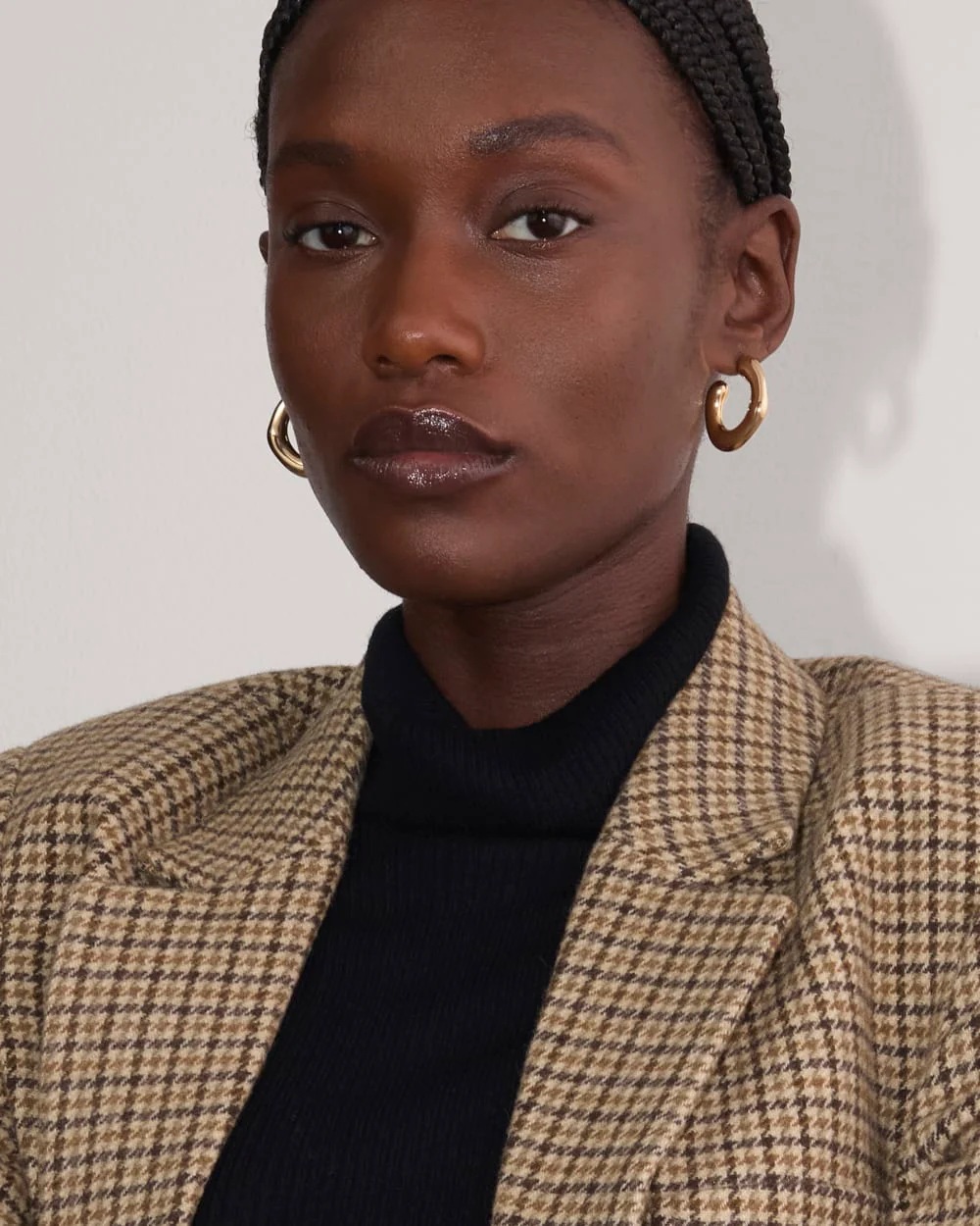 The Oversized Blazer in Wool | Camel Houndstooth