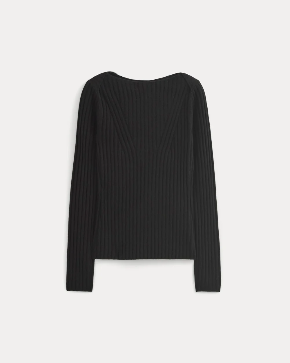 Cashmere Ribbed Boat-Neck Sweater | Black