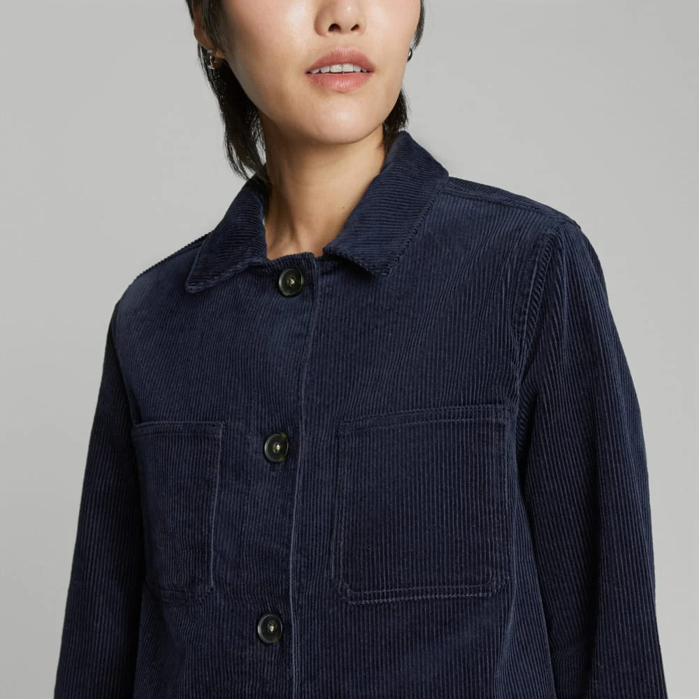 The Corduroy Long Shirt Jacket | Deep Navy