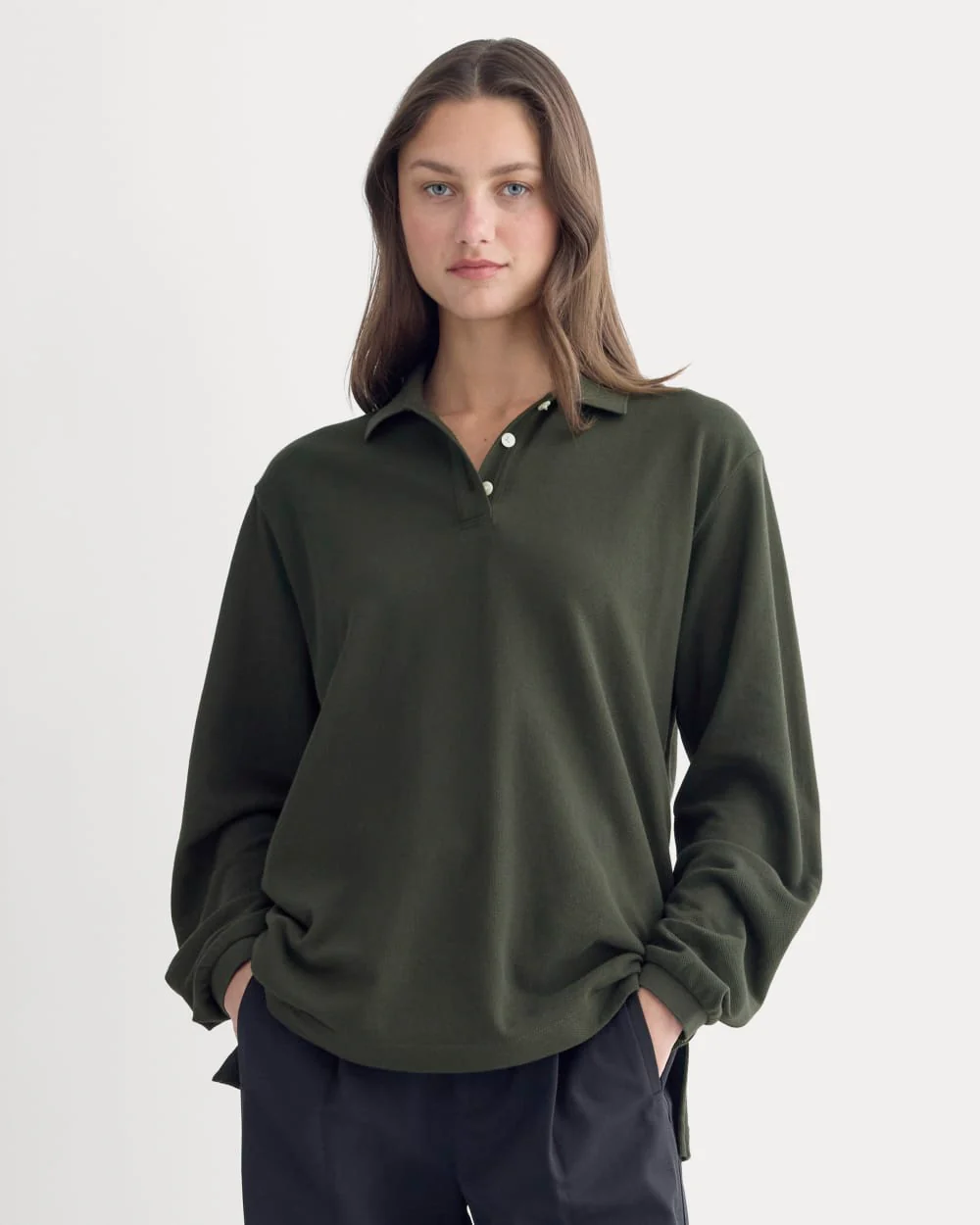 Oversized Pique Polo | Dark Green