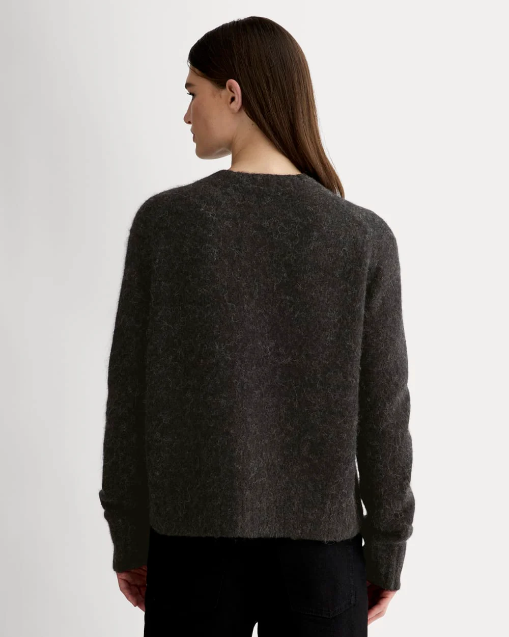 The Crew Cardigan in Alpaca | Heathered Black