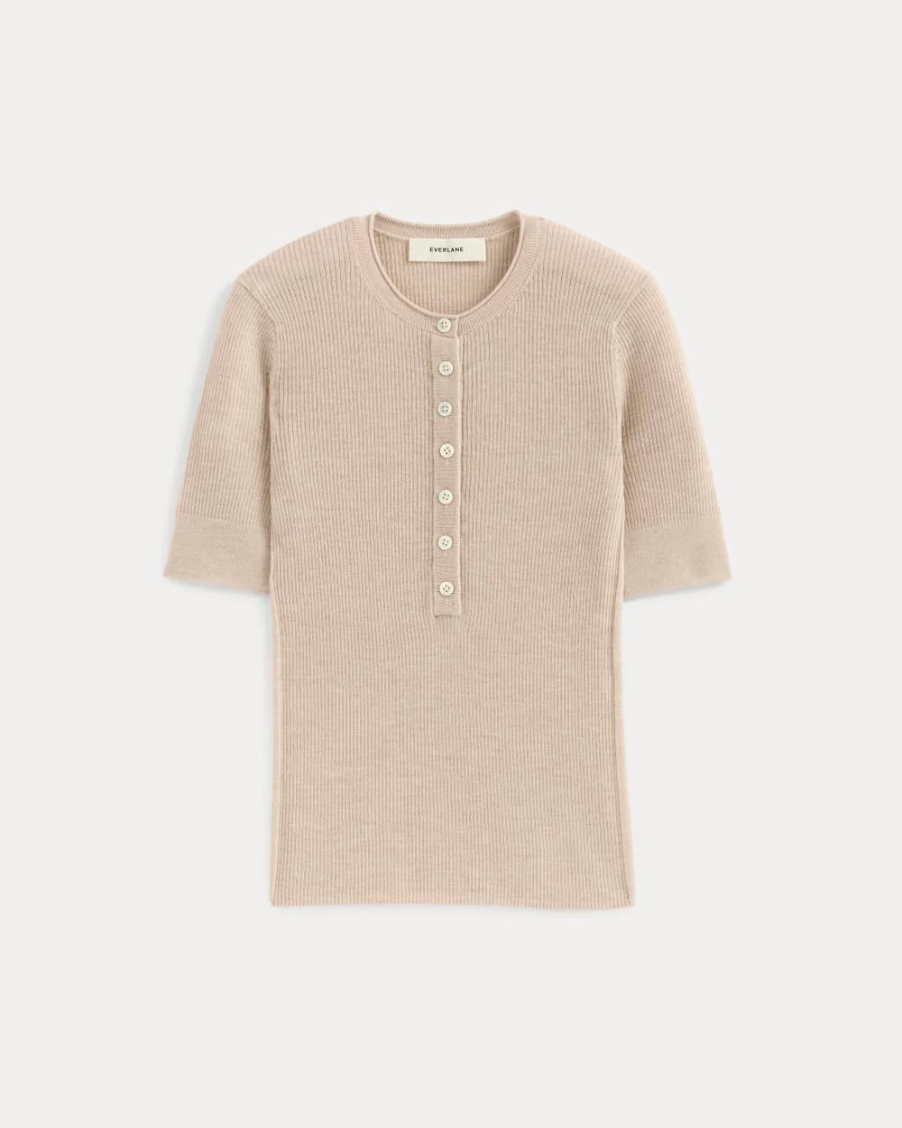 The Short-Sleeve Henley in Ultrasoft Merino | Pale Blush