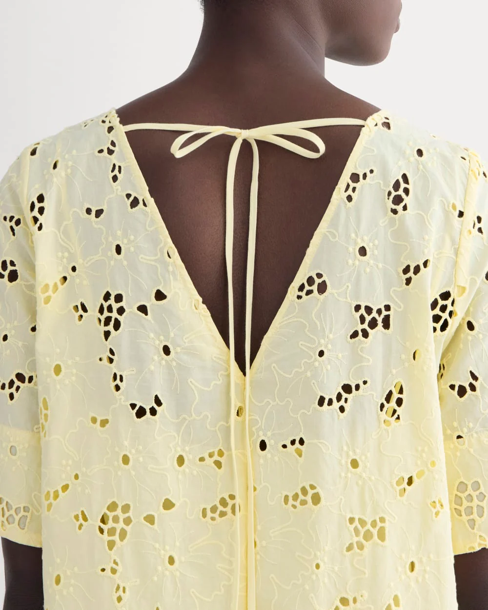 The Eyelet Mini Shift Dress | Light Yellow