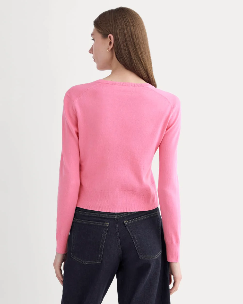 The Cropped Cardigan in Cotton Cashmere | Deep Pink