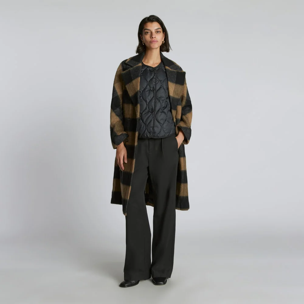 The Brushed Italian ReWool® Peacoat | Camel Buffalo Check