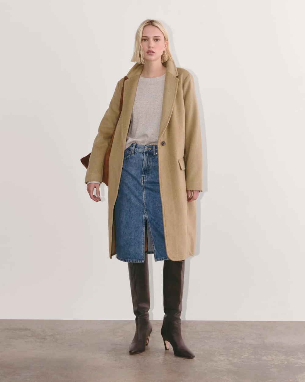 The Topcoat in Wool | Dark Heathered Camel