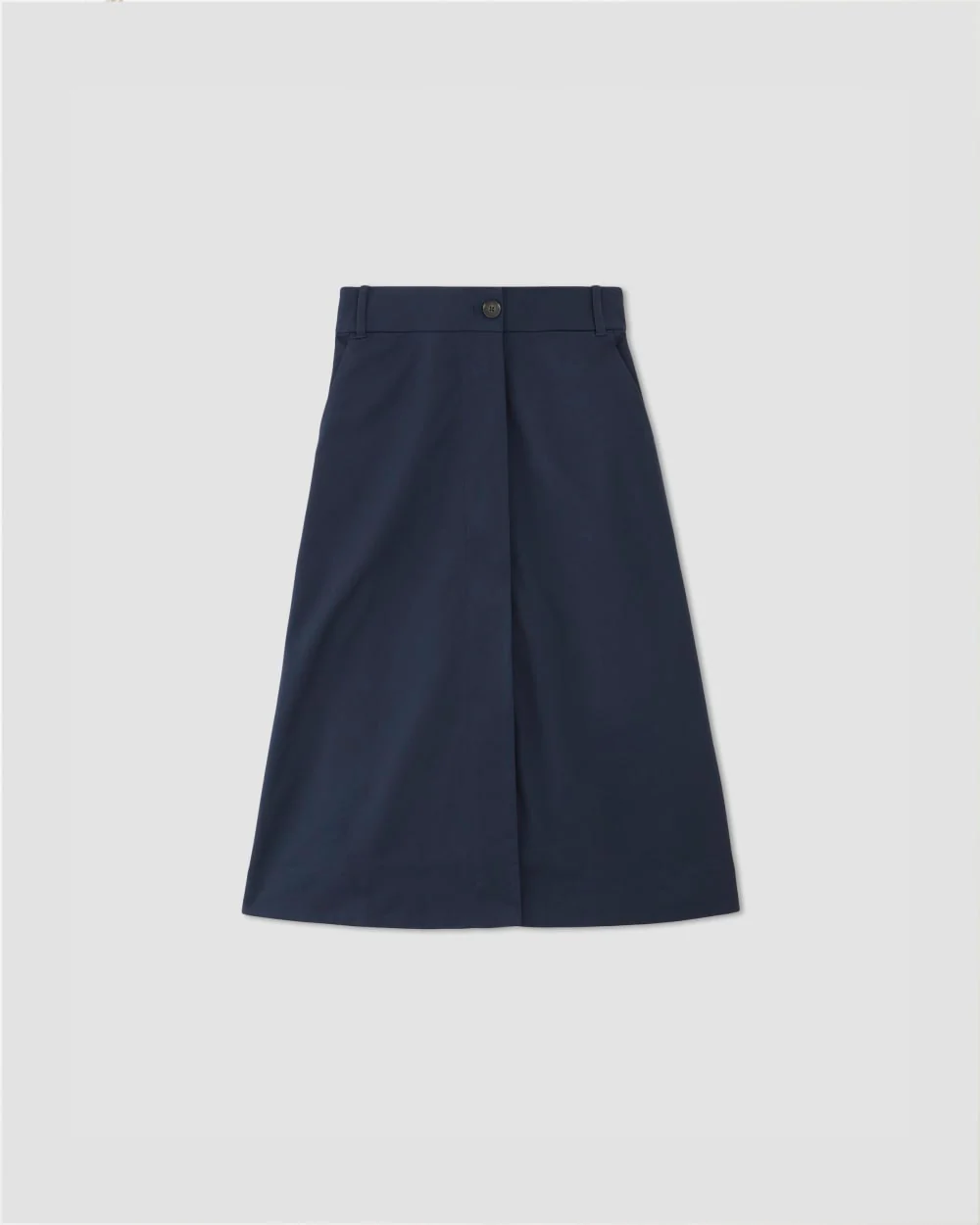 The Structured Cotton A-Line Skirt | Navy