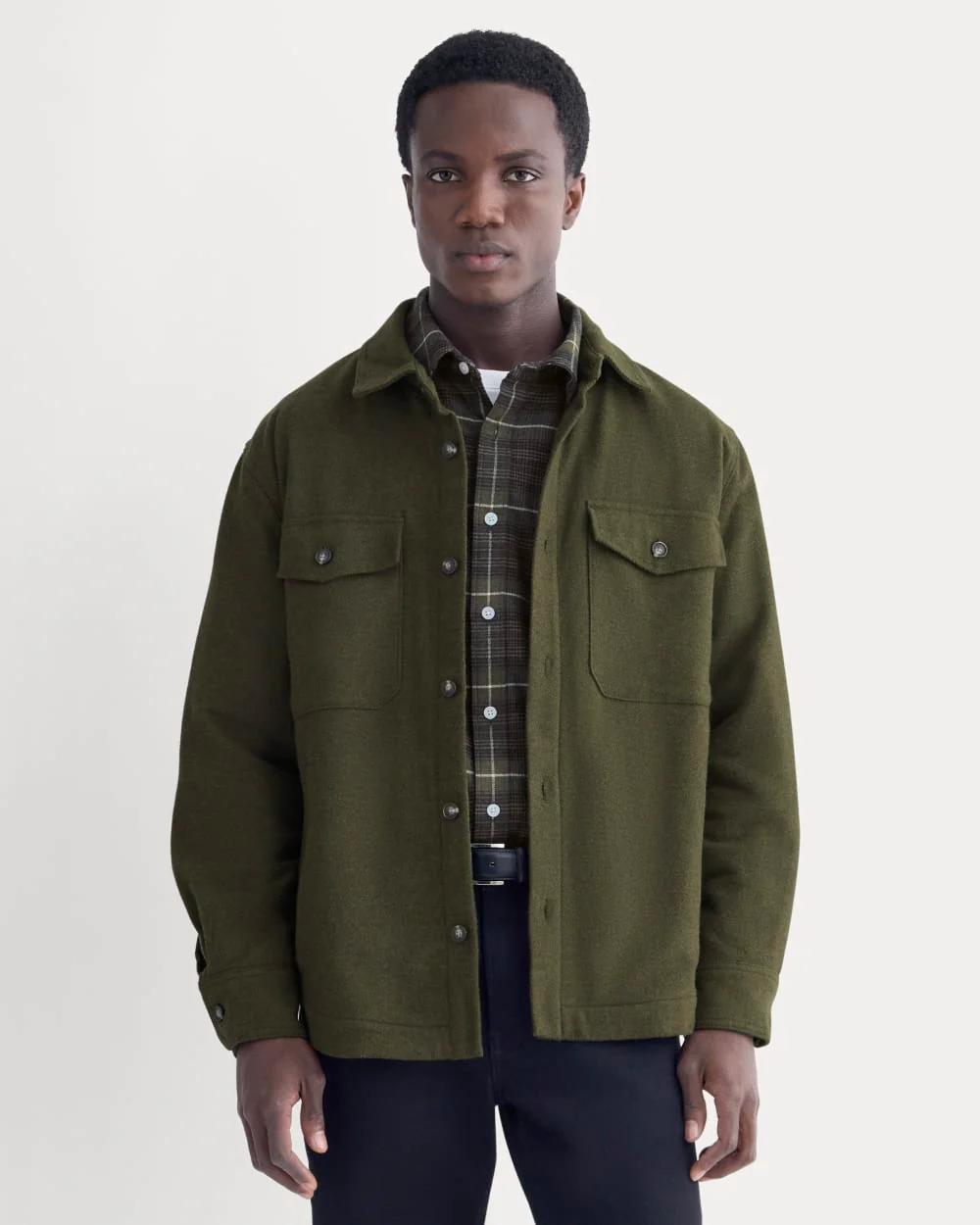 Heavyweight Waffle Twill Overshirt | Heathered Green