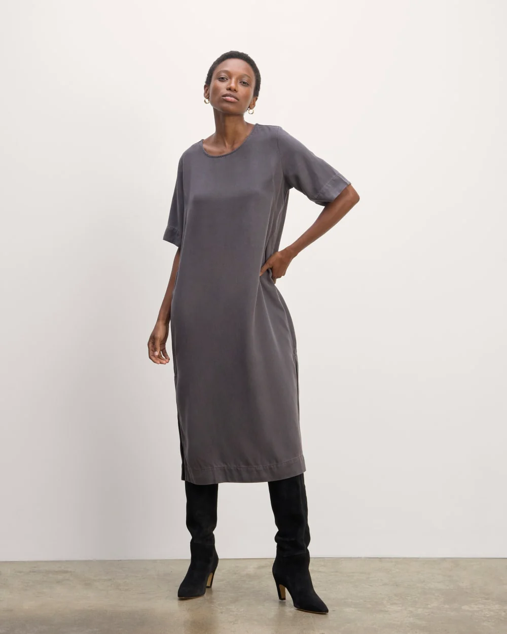 The Relaxed T-Shirt Dress in Buttersoft | Graphite