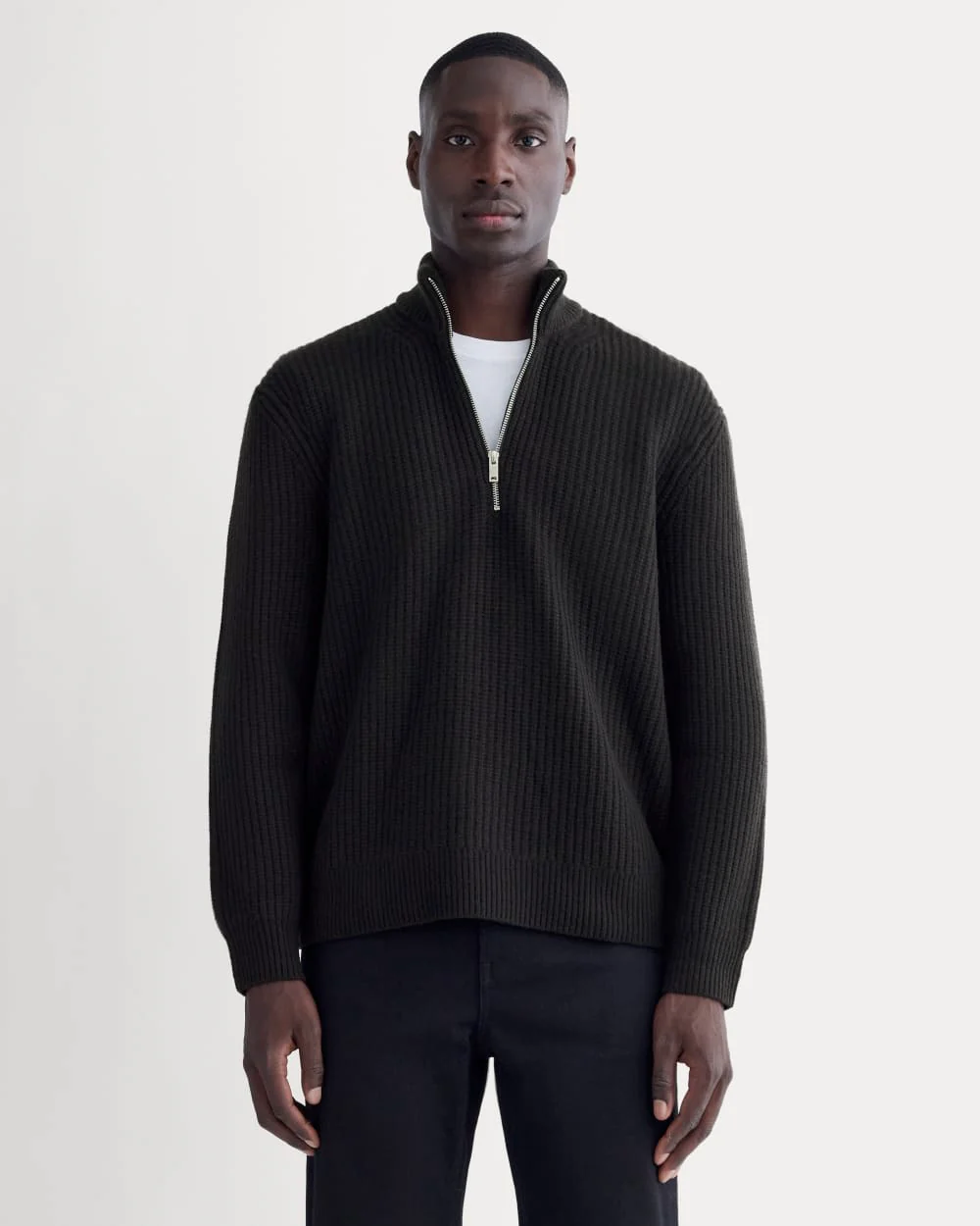 The Felted Merino Half-Zip Sweater | Black