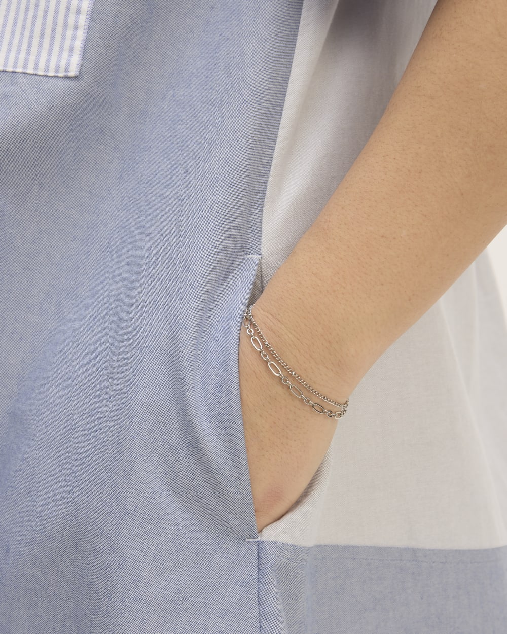 The Everlane x Marques' Almeida Patchwork Daytripper Dress | Blue Stripe Patchwork