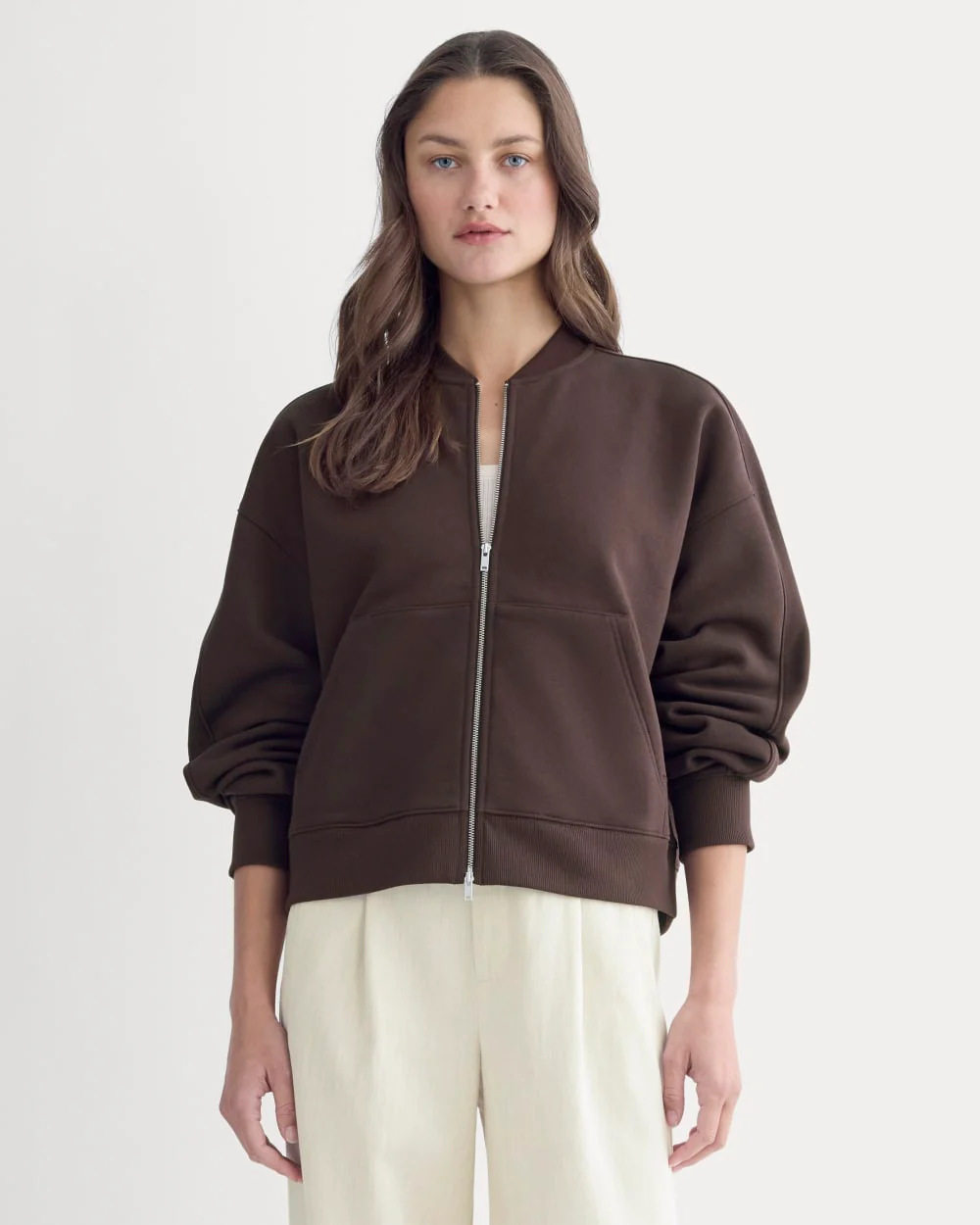 Luxe Fleece Bomber Jacket | Dark Chocolate