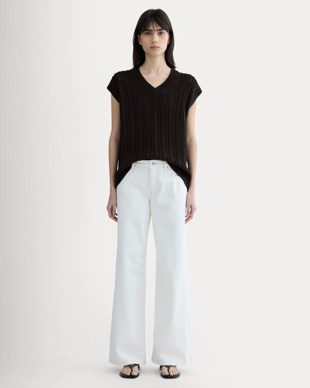 The Mesh Cable Vest in Everyday Cotton | Black