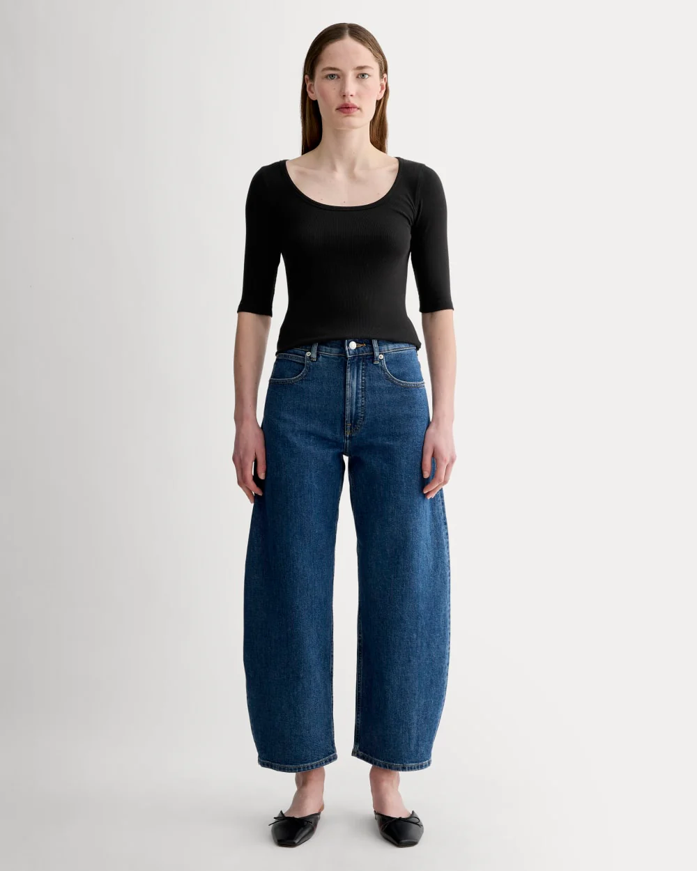 The Luxe Rib Scoop-Neck Tee | Black