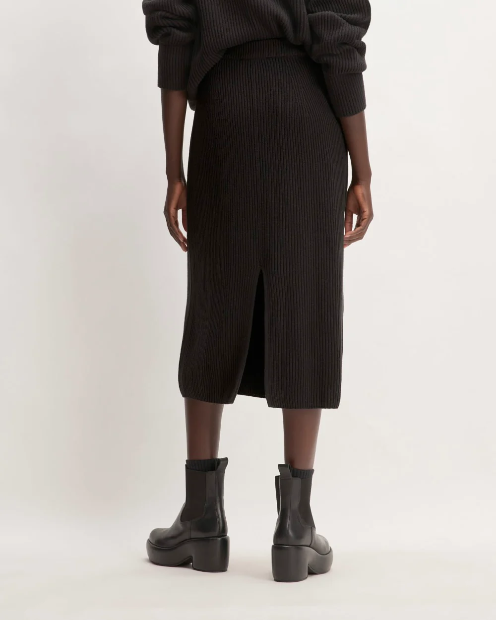 The Organic Cotton Sweater Midi Skirt | Black