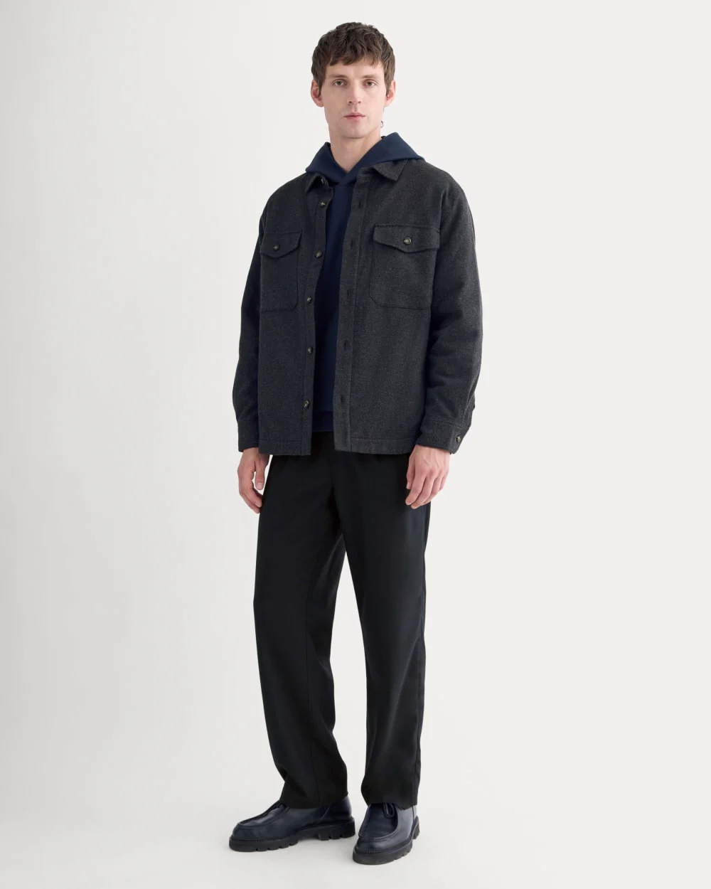Heavyweight Waffle Twill Overshirt | Heather Charcoal
