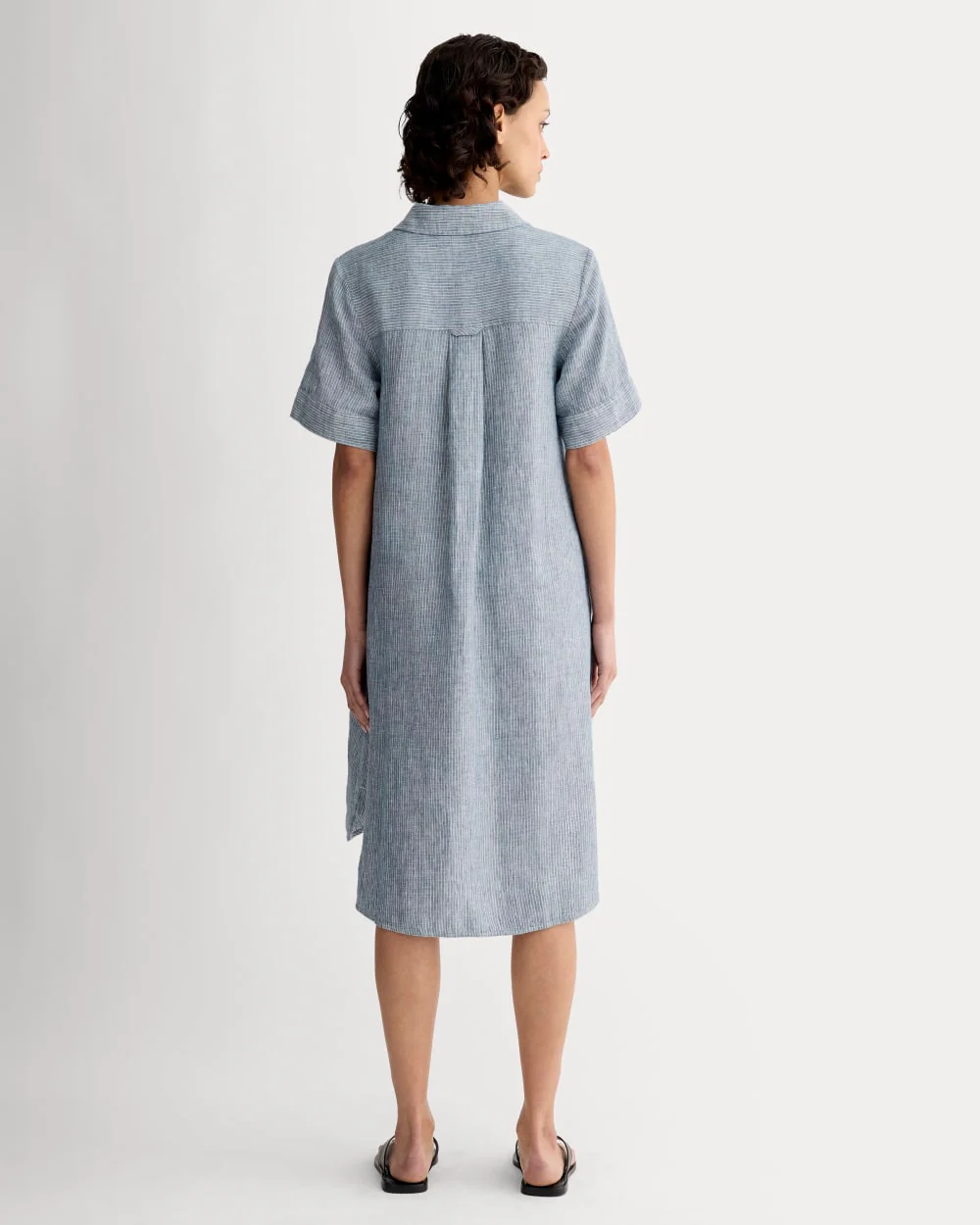 The Daytripper Dress in Linen | White / Blue