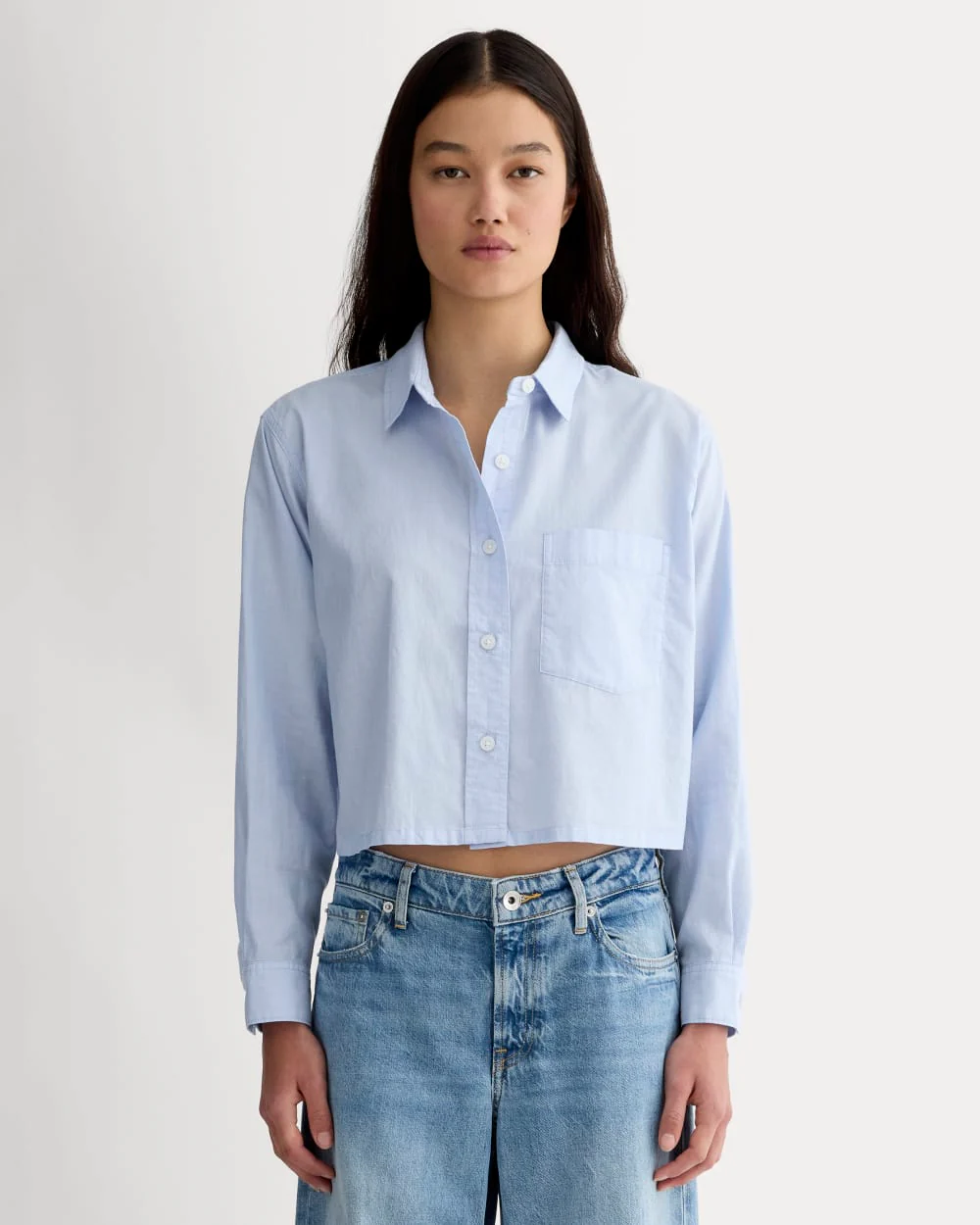 The Way-Short Shirt in Silky Cotton | Chambray Blue