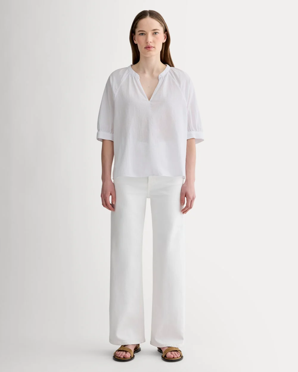 The Gauze Gathered Top | White