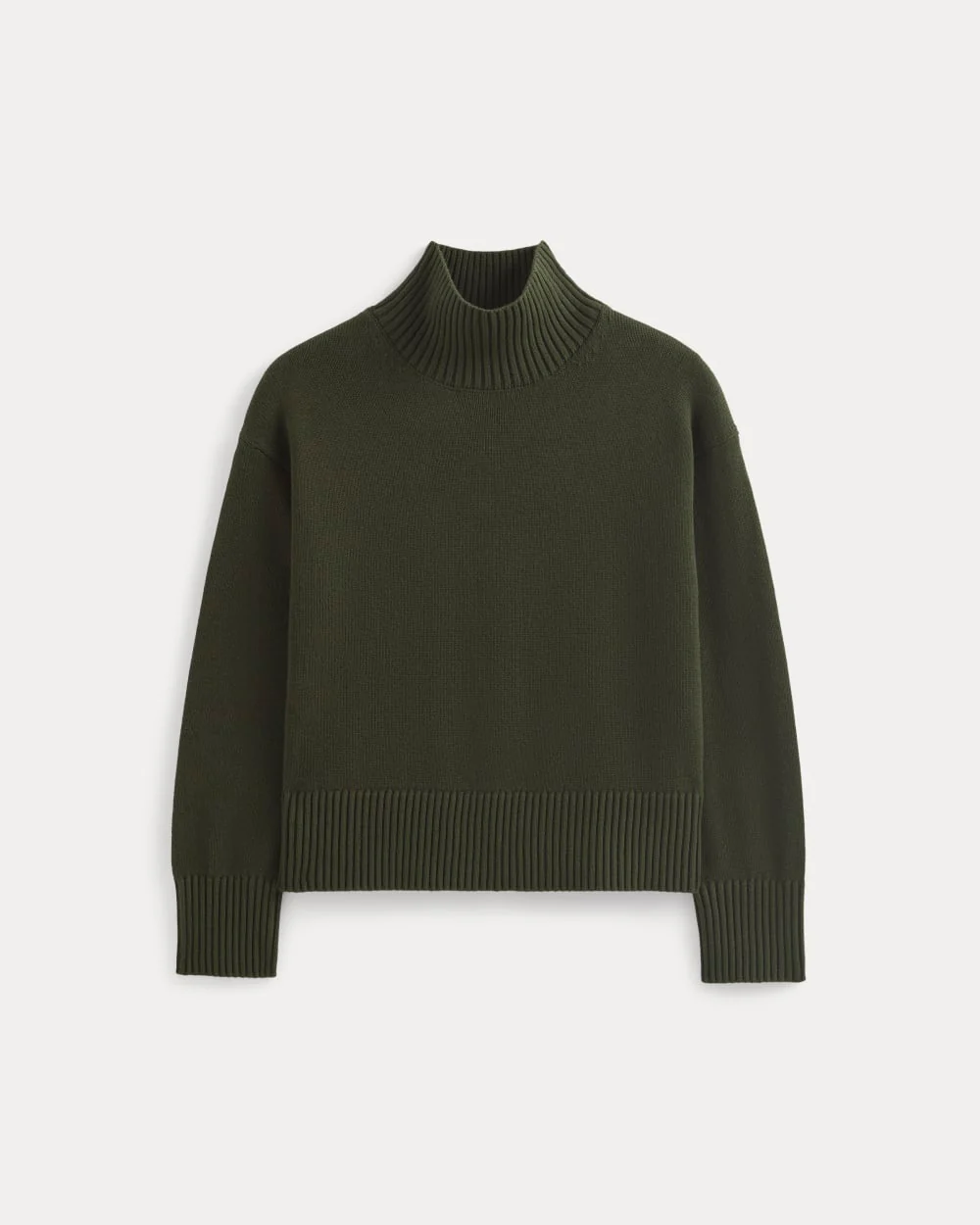 The Boxy Turtleneck in Everyday Cotton | Dark Green