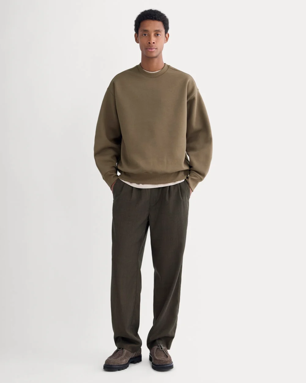 Luxe Fleece Crew Pullover | Deep Taupe