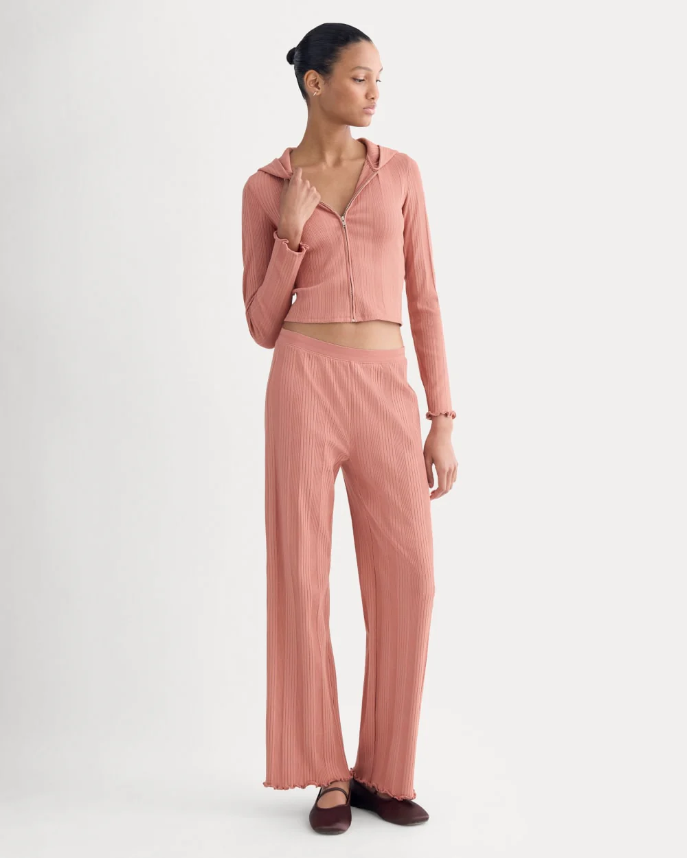 Lounge Rib Hoodie | Ash Rose