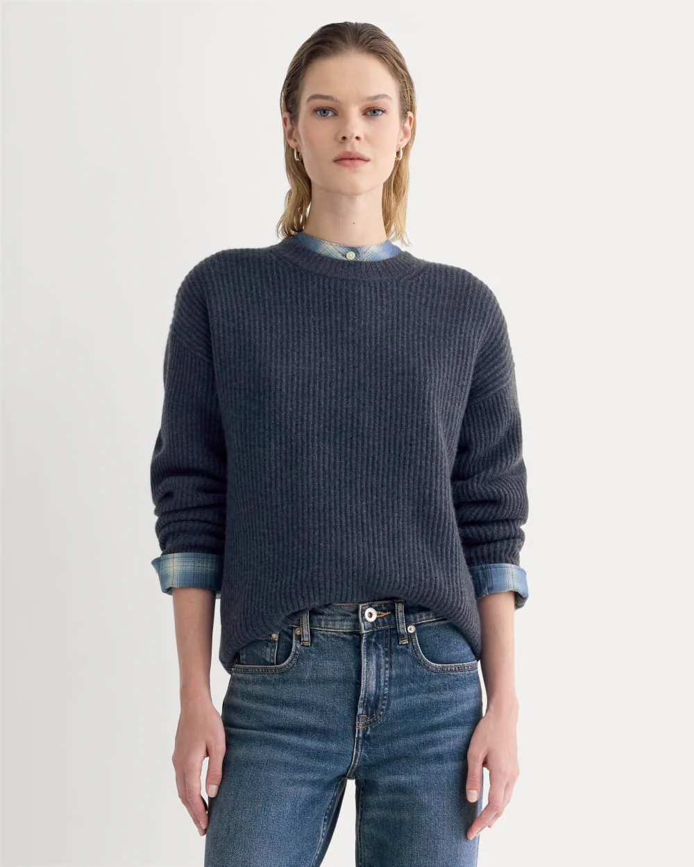 The Cocoon Crew in Wool Cashmere | Indigo