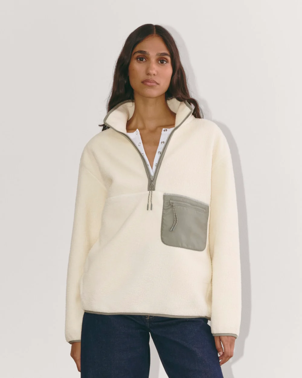 The ReNew Fleece Oversized Half-Zip | Heathered Oat