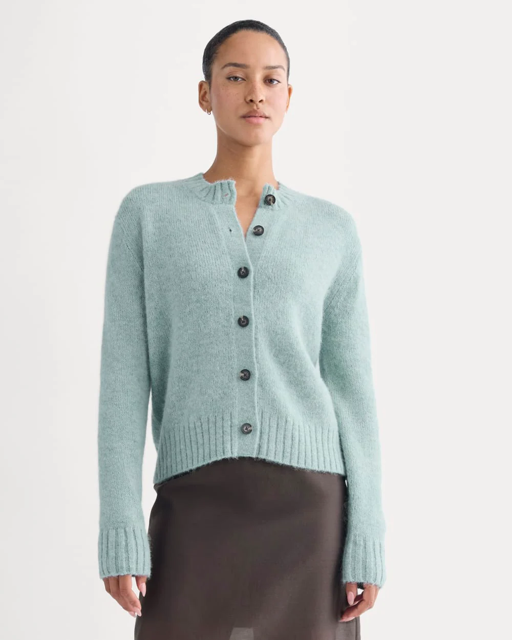 The Crew Cardigan in Alpaca | Heather Gray Mist