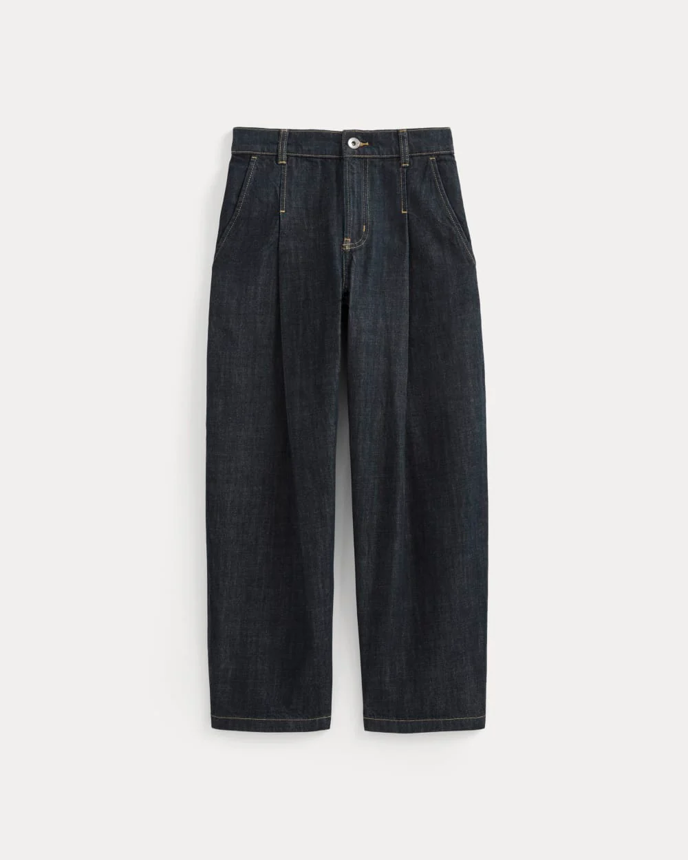 The High Rise Pleated Jean | Dark Indigo