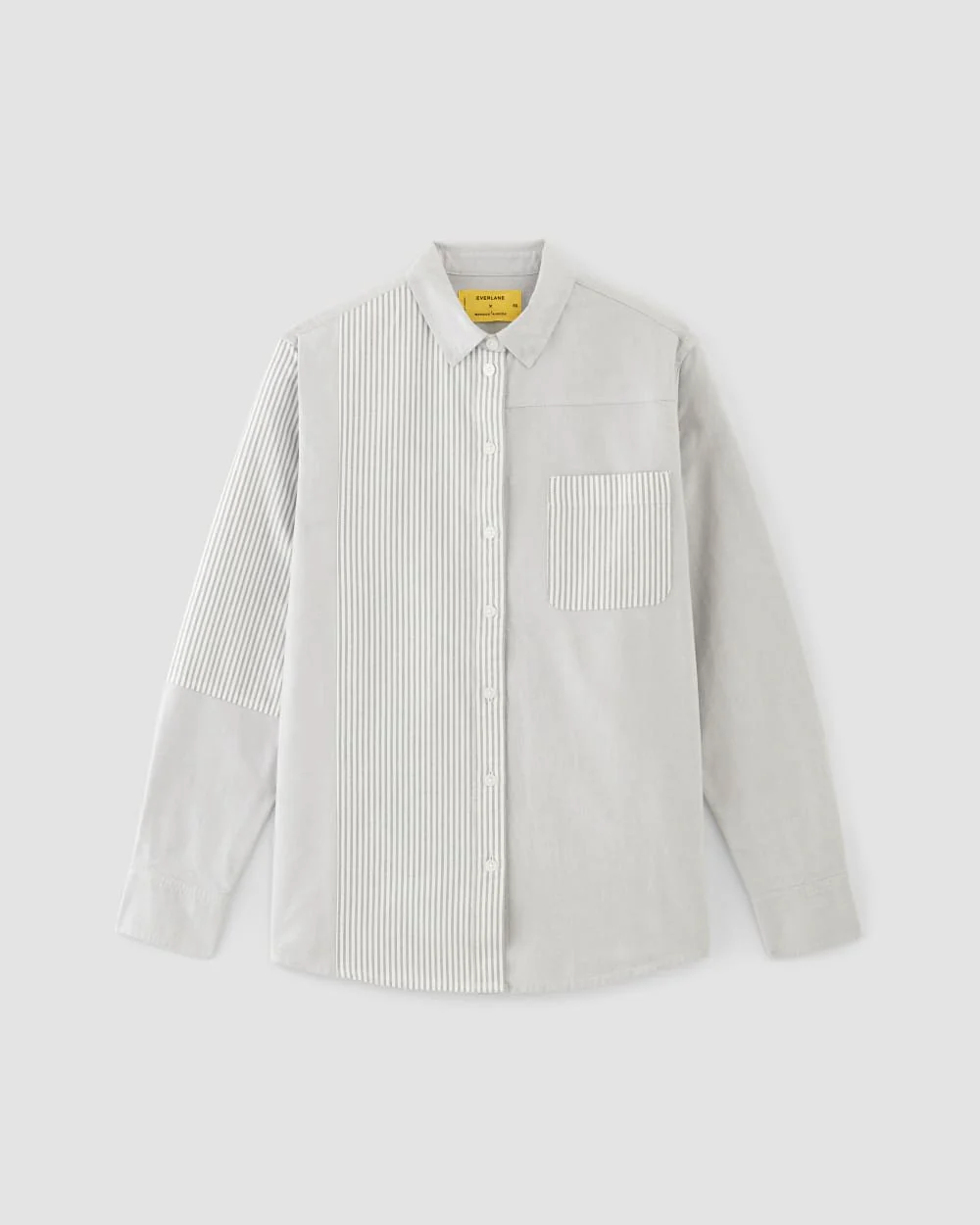 The Everlane x Marques' Almeida Patchwork Relaxed Shirt | Grey Stripe Patchwork