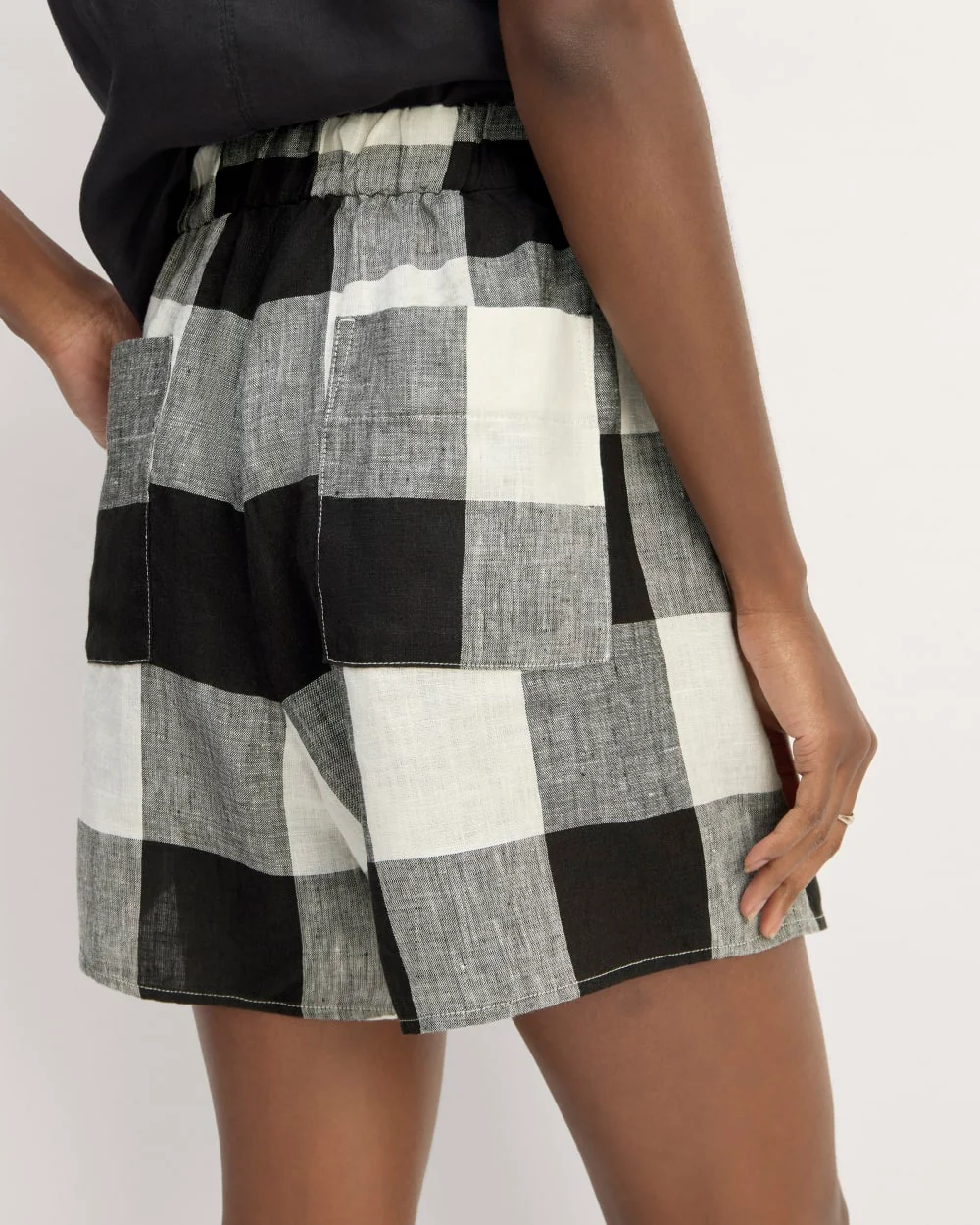 The Linen Easy Short | Bone / Black Check