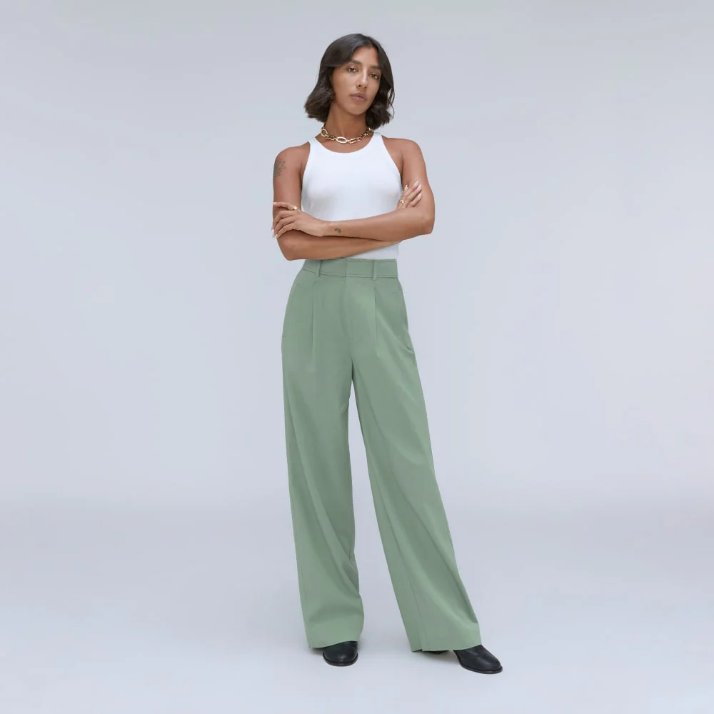 The Draper Pleated Pant in Buttersmooth | Lily Pad | 32 Inseam