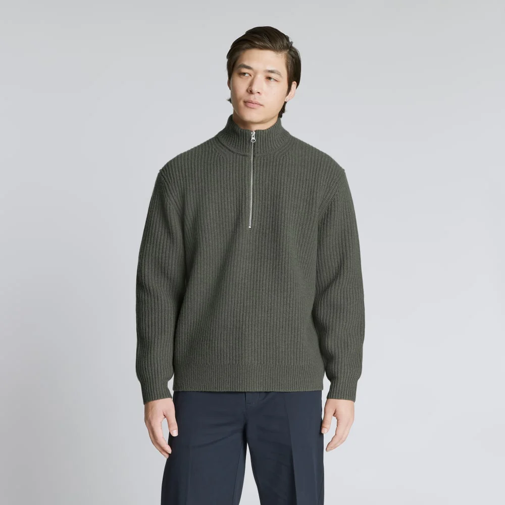 The Felted Merino Half-Zip Sweater | Kambaba