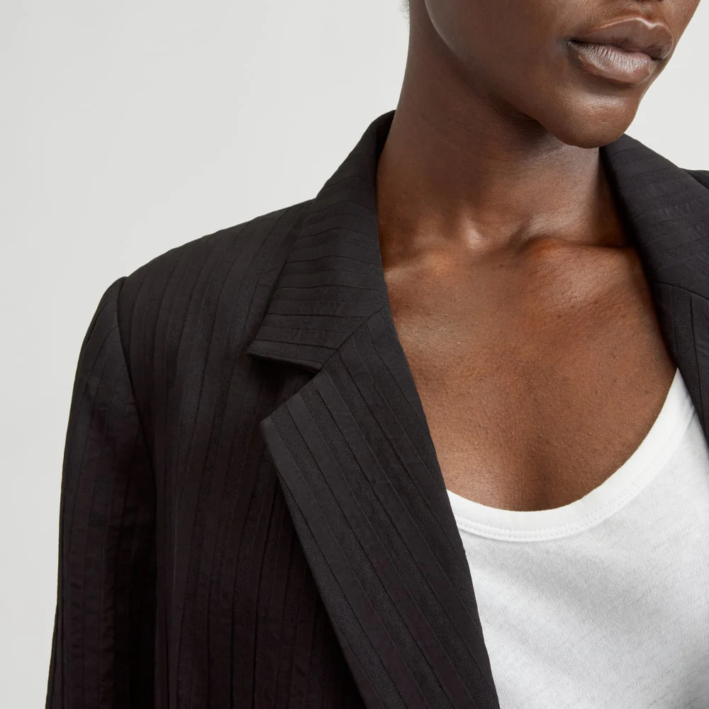 The Drapey City Stripe Blazer | Black