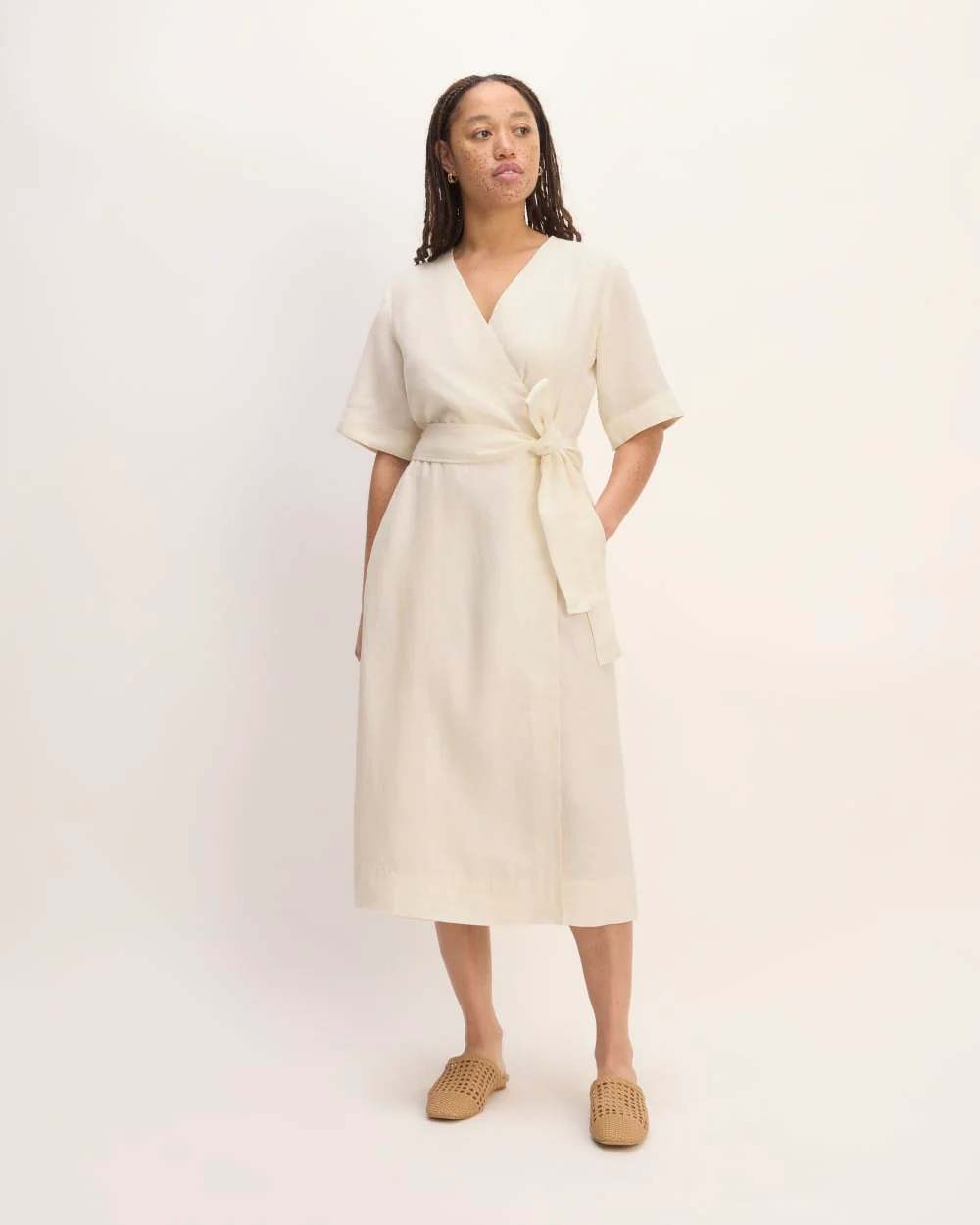 The Wrap Dress in Linen | Bone