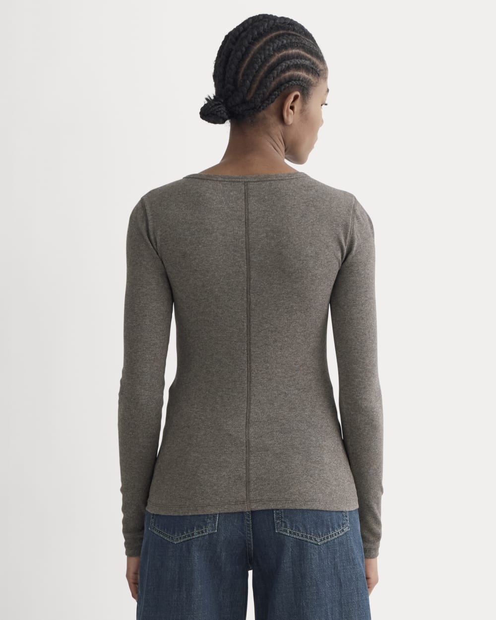 The Luxe Rib Long-Sleeve Crew | Washed Heathered Fatigue