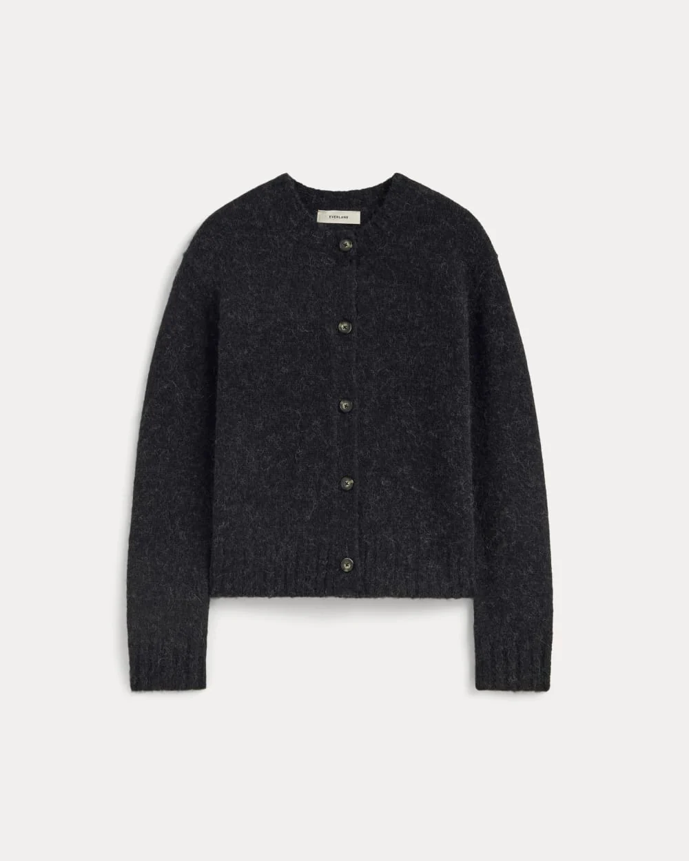 The Crew Cardigan in Alpaca | Heathered Black