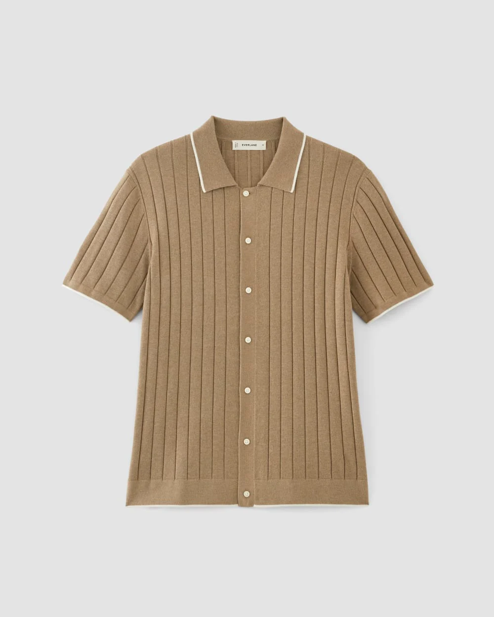 The No-Sweat Button-Down Polo | Dark Heathered Camel