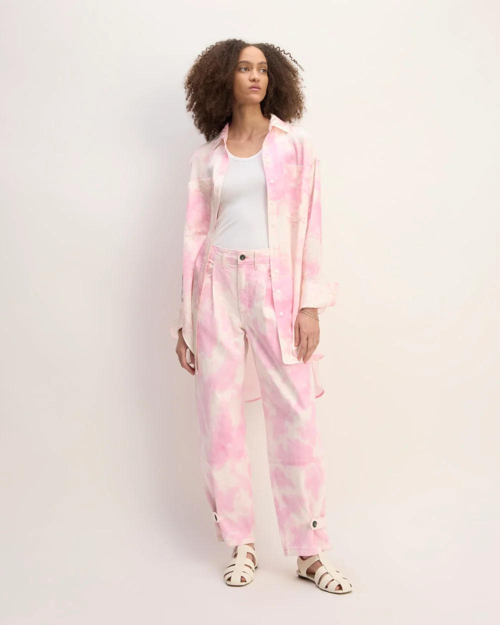 The Everlane x Marques' Almeida Canvas Oversized Barrel Pant | Pink Tie-Dye