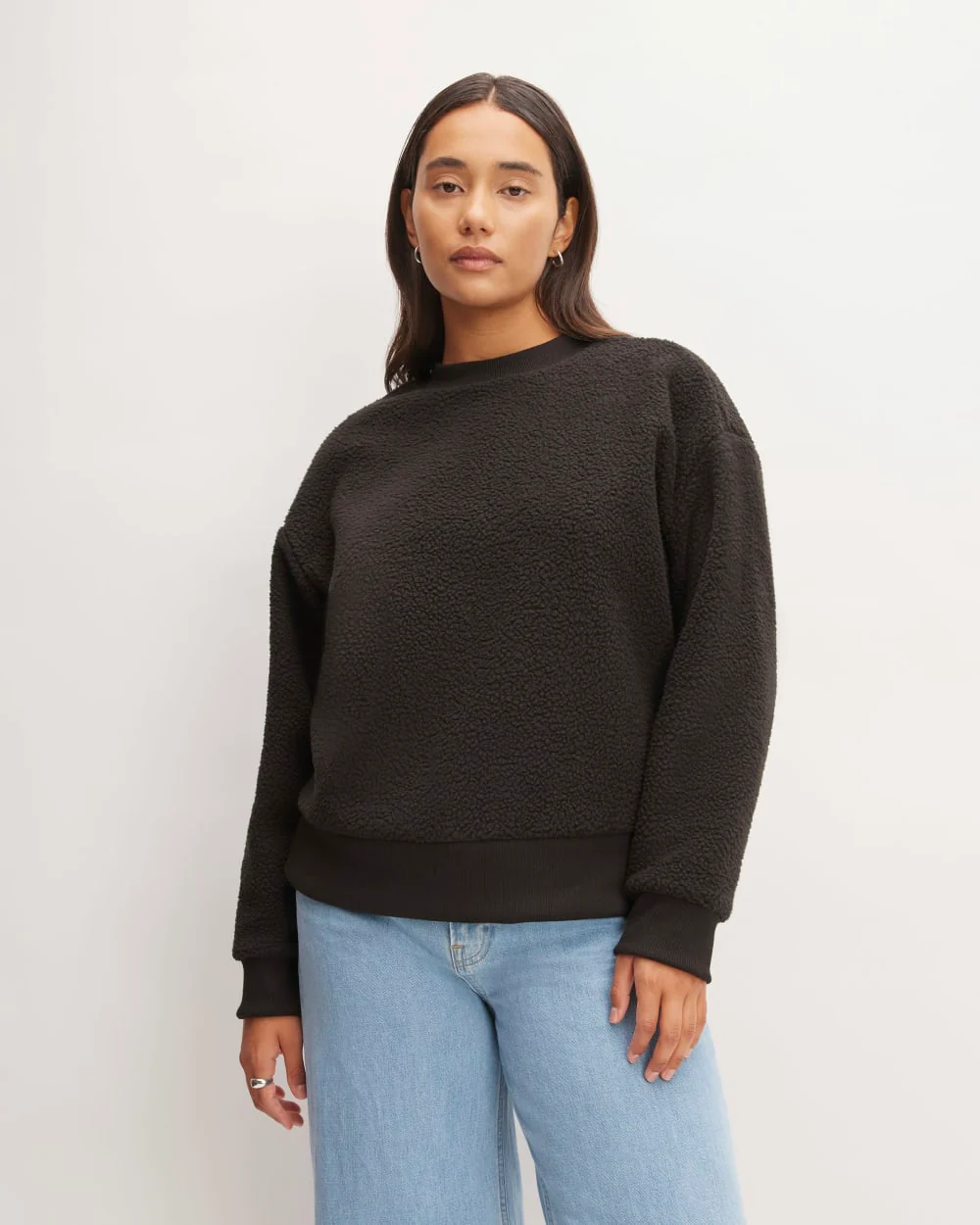 The ReNew Fleece Oversized Crew | Black